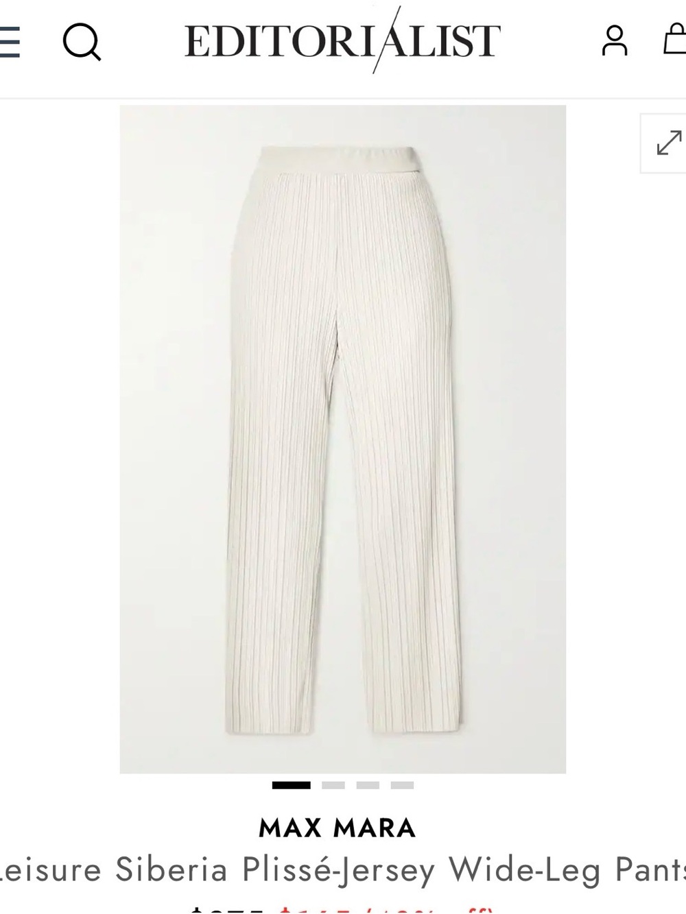 MaxMara Cream Plissé-Jersey Wide-Leg Trousers